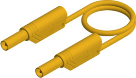 Measuring lead with (4 mm plug, spring-loaded, straight) to (4 mm plug, spring-loaded, straight), 0.5 m, yellow, silicone, 1.0 m