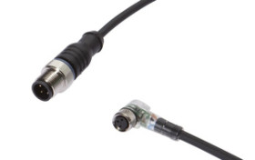 Kabel konfekcjonowany obustronny złącze M8 żeńskie 3-pin kątowe M12 męskie 3-pin proste 3x0,34mm² 3m IP67 wskażnik LED VK300F82