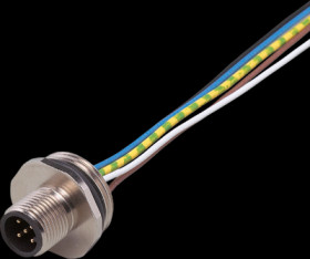 Panel plug, M12, 5 pole, straight, E11315