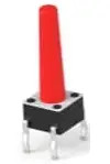 Short-stroke pushbutton, Form A (N/O), 50 mA/24 VDC, unlit , actuator (red, L 13.4 mm), 2.54 N, THT, 3-1825910-2
