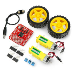 L298 Ardumoto Shield z napędem - nakładka dla Arduino + silniki i koła - SparkFun KIT-14180