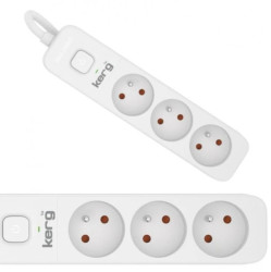 KERG Przedłużacz 3-gniazda z/u biała z wyłącznikiem 1,5m