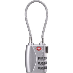 Sygonix SY-5044450 Cable lock TSA silver combo 33mm zinc lock