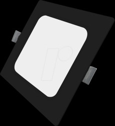 LX300155 LED recessed downlight, square, black, 12W, IP44, 1200lm, CCT