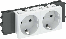 Socket 0 stopni, 2-krotny 250V, 10 / 16A, Schuko OBO Bettermann, 6120370, szary, (S x W x G) 131 x 90 x 42 mm