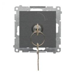 Simon 55 Łącznik na kluczyk jednobiegunowy (moduł) 2 pozycyjny 0-I” styk N/O, 5 A, 250 V~ Grafitowy mat TW1K.01/116