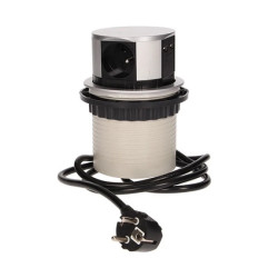 Gniazdo meblowe wysuwane z blatu 3x230V + 2xUSB srebrne 1,5m OR-AE-1342