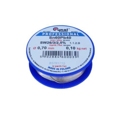 CYNEL UNIPRESS Cyna 0,70mm 100g Sn60Pb40 SW26/3/2.5 spoiwo lutownicze PROFESSIONAL