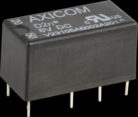 8-1393792-7 AXICOM D2N SIGNAL RELAY, 6 V DC, 3 A.