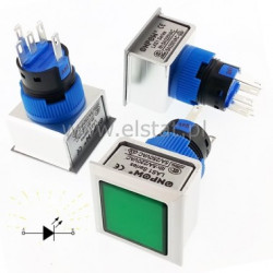 Przycisk chwilowy, , LED 12V, zielony, 1NO/ 1NC