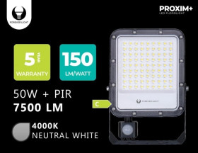 Naświetlacz LED PROXIM+ 50W 4000K 7500lm PIR 230V IP65 Forever Light 150lm/W 5 LAT GWARANCJI