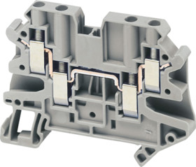 Terminal block, 4 pole, 0.2-4.0 mm², clamping points: 4, gray, screw connection, 32 A, NSYTRV44