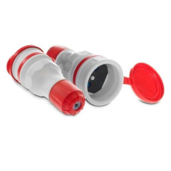 Gniazdo przenośne z klapką 16A 2P+Z 250V IP54 szary/czerwony GN-54 W-98001