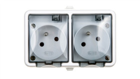 Hydro Gniazdo Hermetyczne Podwójne Z/U Ip44 Z Klapką Dymną Białe 121436