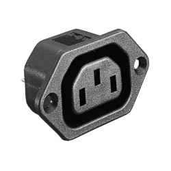 Bulgin PX0675/63 Mains Socket Panel Mount with Flange 250V AC 10A 6.3mm