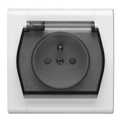 GPT FESTA Gniazdo pojedyncze 2P+Z IP44 z klapką białe/dymne 0873-10