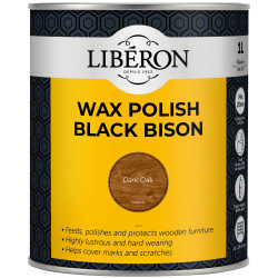 Liberon 126884 Black Bison Wax Paste Dark Oak 1 Litre