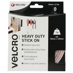 VELCRO&#xAE; Brand VEL-EC60246 Heavy Duty Stick On Tape 50mm x 2.5m - White