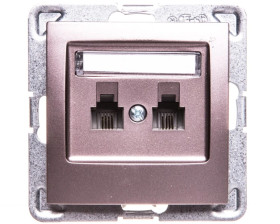 IMPRESJA Gniazdo telefoniczne podwójne RJ11 równoległe tytan GPT-2YR/m/23