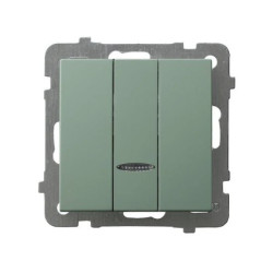 AS Łącznik potrójny z podświetleniem niebieskim zielony mat ŁP-13GS/m/84