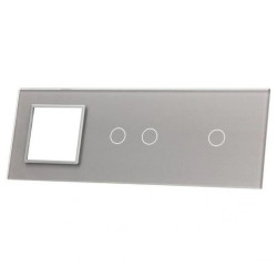 Livolo SREBRNY PANEL SZKLANY 1+2+ MIEJSCE NA GNIAZDO 7012G-64