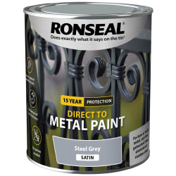 Ronseal 39205 Direct to Metal Paint Steel Grey Satin 750ml