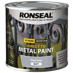 Ronseal 39189 Direct to Metal Paint Steel Grey Matt 250ml