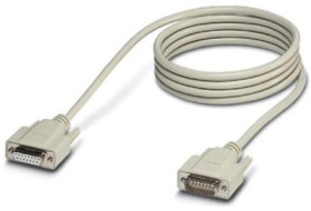 Extension cable, 2 m, D-Sub plug, 15 pole to D-Sub socket, 15 pole, 1656275