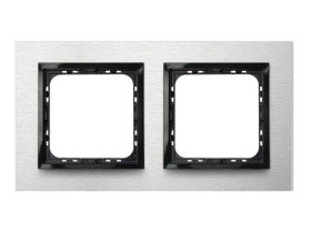 IMPRESJA PRESTIGE Ramka 2 podwójna aluminiowa 4 mm szczotkowane aluminium + ramka czarna R-2YAC/62/25 OSPEL