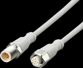 Sensor actuator cable, M12 cable plug, straight, A to M12 cable socket, straight, A, 5 pole/5 pole, 3 m, mPPE, gray, 4 A, EVF460