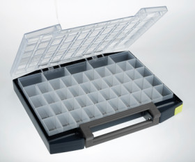 Small parts case, with 45 drawers, blue, (W x D) 421 x 361 mm, BOXXSER 55 5X10-45