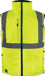 Kamizelka ocieplana, ostrzegawcza, dwustronna z poliestru Oxford, kl.2, kolor Żółty Fluo-Granatowy, rozmiar: S, FIDJ3HVJAPT