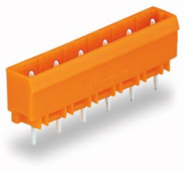 Pin header, 2 pole, pitch 7.62 mm, straight, orange, 231-762/001-000