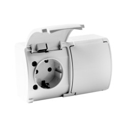 Gniazdo podwójne schuko natynkowe IP44 białe 182-01-DRV