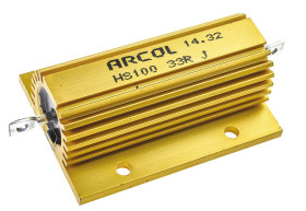 Rezystor do montażu w obudowie 33 Ω 100 W ±5 % Arcol HS100 33R J +100 ppm/°C Drutowe Osiowe