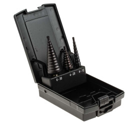 Zestaw wierteł EXACT Wiertło stopniowe HSS 3 szt.