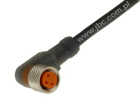 RKMWV 3-224/2 M sw przewód 3x0,34mm2 z gniazdem M8 kątowym, izolacja PUR czarna, LUMBERG 13169, zamiennik do ELWIKA-KV 3308 PUR