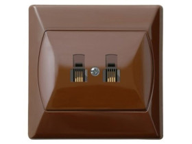 AKCENT Gniazdo telefoniczne podwójne równoległe brązowy GPT-2AR/24 OSPEL