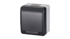 Hermes Gniazdo Pojedyncze Z/U 2P+Z Schuko Ip44 Antracyt 0324-07