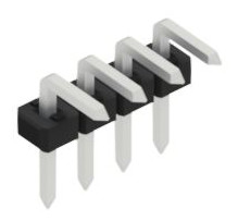 Pin header, 4 pole, pitch 2 mm, angled, black, 10062615