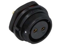 SPP2112-2GZ-P Gniazdo 2 pin, zakręcane na obudowę, wodoodporny - gwint zewnętrzny, 500V, 30A