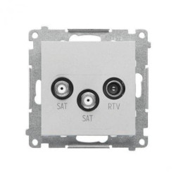 Simon 55 Gniazdo antenowe satelitarne podwójne SAT-SAT-RTV (moduł). 2x Wejście: 5 MHz÷2,4 GHz Aluminium mat TASK2.01/143