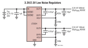 Dual 100mA/500mA Low Dropout, Low Noise, Micropower Regulator
