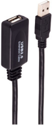 USB 2.0 extension cable, USB plug type A to USB socket type A, 20 m, black, BS13-26095