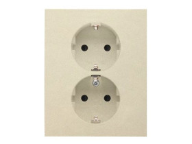 SIMON 55 Gniazdo podwójne z uziemieniem SCHUKO z przesłonami zaciski śrubowe szampański mat TGSZ2PZFAR/144 KONTAKT SIMON