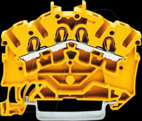 2002-6406 4-wire feed-through terminal, diameter 0.25 - 2.5 mm, yellow