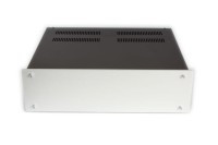 MD120ALUW Obudowa metalowa, wymiary zewnętrzne: 450x133x390mm, panel przedni: aluminium oksydowane o grubości 8mmm