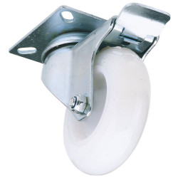 Draper 65499 75mm Dia. Swivel Plate Fixing Nylon Wheel with Brake - S.w.l. 70kg