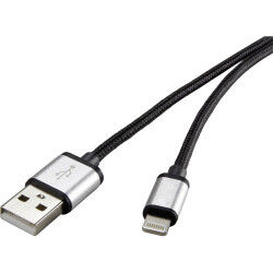 Renkforce RF4683966 USB 2.0 to Apple Lightning Cable 3.00m Grey Fabric Sleeve