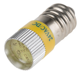 Lampka kontrolna Żółty 24V dc E10 LED średnica 10mm długość 28mm